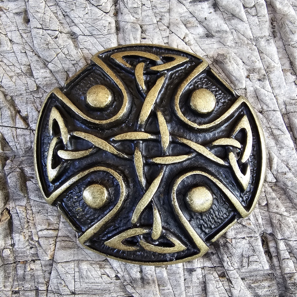 Fibel Brosche Keltenkreuz altmessing