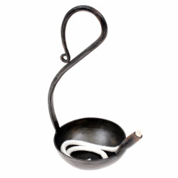 [16 Oellampe LA] Geschmiedete Öllampe Mittelalter aus Eisen - 17 cm
