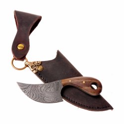 Damast Miniatur-Messer mit Holzgriff