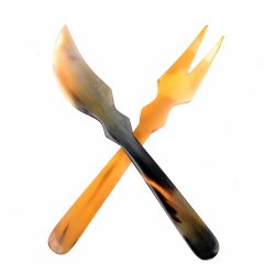 Besteck aus Wasserbüffelhorn, Messer und Gabel - Mittelalter