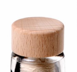 Flach-Korken für Glasflasche – Holzverschluss mit Kunststoff-Stopfen