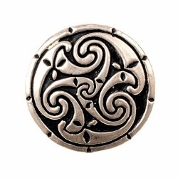 [07 Br Lagore.b] Kleine Scheibenfibel mit Triskele (Bronze)