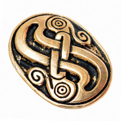 Griffabschluss für Wikinger-Sax – Schlangenmotiv nach Vedelzeit-Fund, Bronze oder versilbert 