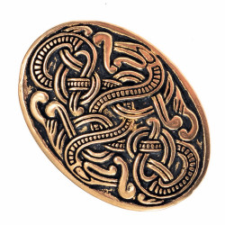 Messergriff-Abschluss „Wikinger“ aus Bronze oder versilbert – mit Schlangenmotiv nach wikingerzeitlichem Vorbild