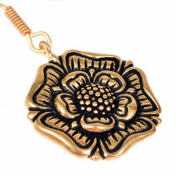 Mittelalter-Ohrringe 'Tudor Rose' aus Bronze - 4,5 x 2,5 cm