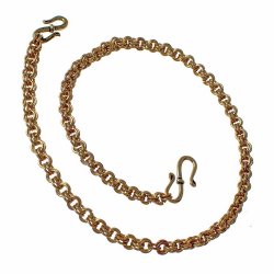 [07 Dorik - S.me] Wikinger-Fibelkette aus Messing mit S-Haken - 37,5 cm (Bronze)