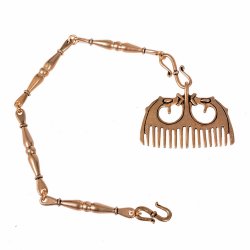 [07 FiKe Kamm.b] Wikinger Fibel-Kette mit Bartkamm aus Bronze (Bronze)