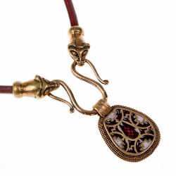 [07 CO Wies / Kent.br] Collier "Wiesel" mit Cloisonné-Anhänger (braun)