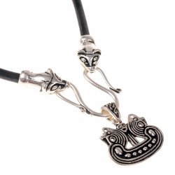 [07 CO Wies / Ship.br] Collier "Wiesel" mit Wikingerschiff (braun)