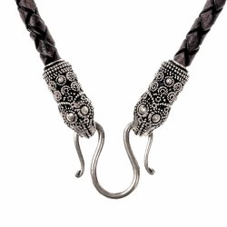 [07 LK Terslev 50 V.br] Wikinger-Lederkette "Terslev" - 50 cm (braun)