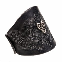 Geprägtes Lederarmband im Mittelalter-Stil mit keltischer Zierniete