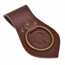 Mittelalterlicher Waffenhalter aus Rindsleder mit Stahl-Ring - 17 cm