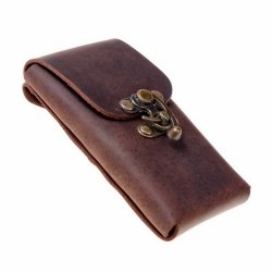 [01 T-SmPh.br] Mittelalterliche Smartphonetasche mit Hakenverschluss – aus Leder für Gürtel bis 6 cm (braun)