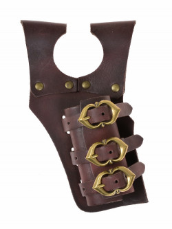 [04 SH-3-Schn.br] Schwerthalter Mittelalter aus Leder - 3 Schnallen (braun)