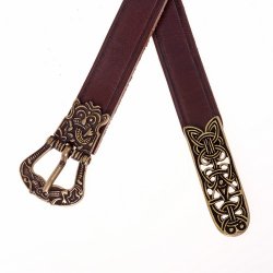 [10 wik 2:C Z.kl.br.si] Birka-Gürtel - 2 cm + Riemenende (S, braun, silber)