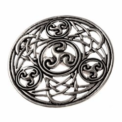 Iro-Keltische Brosche mit Knotenflechtwerk 5 cm - Accessoire für Mittelalter Gewandung, Historisches Reenactment und Fantasy Larp
