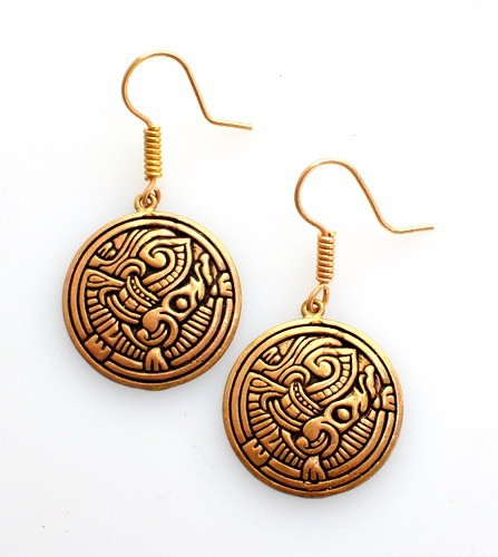 [07 OR 4 Greift.b] Paar Bronzeohrringe 'Greiftier' - Accessoire, Schmuck für Mittelalter, LARP und Alltag (Bronze)