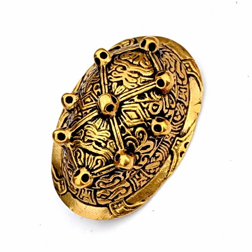 [07 Ov 1 Schild.b] Schildkröten Buckelfibel Wikinger Fibel (Bronze)