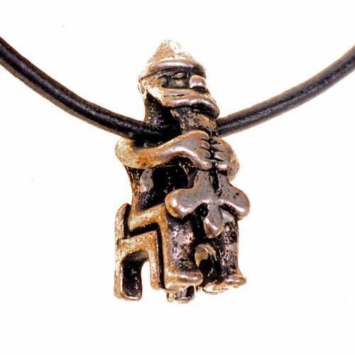 [0 Sitz-Thor.ma.br] Amulett "Sitzender Thor" - Accessoire, Schmuck für Mittelalter, LARP und Alltag (Bronze)