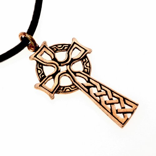 [0 Anh KeltKr.b] Amulett Keltenkreuz - Anhänger, Schmuck, Mittelalter, Larp und Alltag (Bronze)