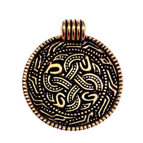 [0 Serpent.b] Angelsächsisches Schlangenamulett - Bronze Anhänger Replik (Bronze)