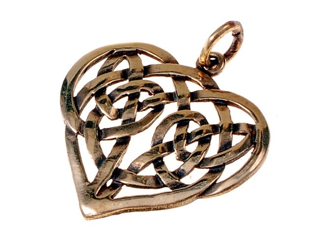[0 Celt-Heart.b] Anhänger Keltisches Herz - Accessoire, Schmuck für Mittelalter, LARP und Alltag (Bronze)