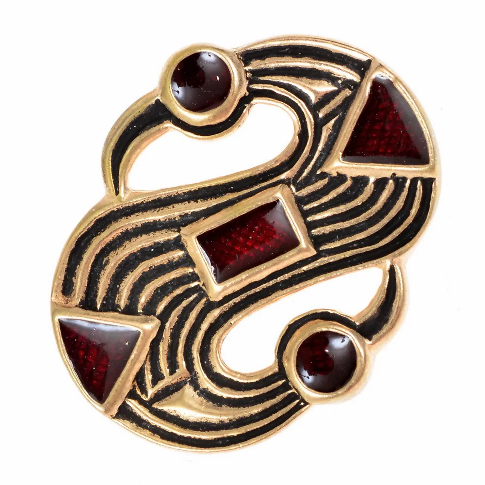 [07 Br S-Fibel.b] Germanische S-Fibel mit Glaseinlagen (Bronze)