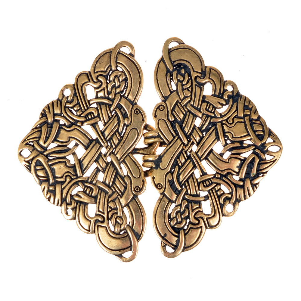 [06 GWH Ire.ma.br] Gewandschließe "Ire" - Bronze oder Bronze versilbert - 6 x 5 cm (Bronze)