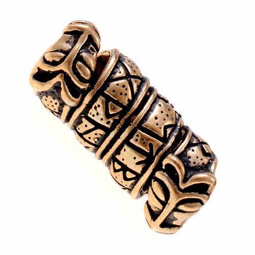 [07 BP Runen-b] Bartperle "Runen" - 8 mm Loch (Bronze)