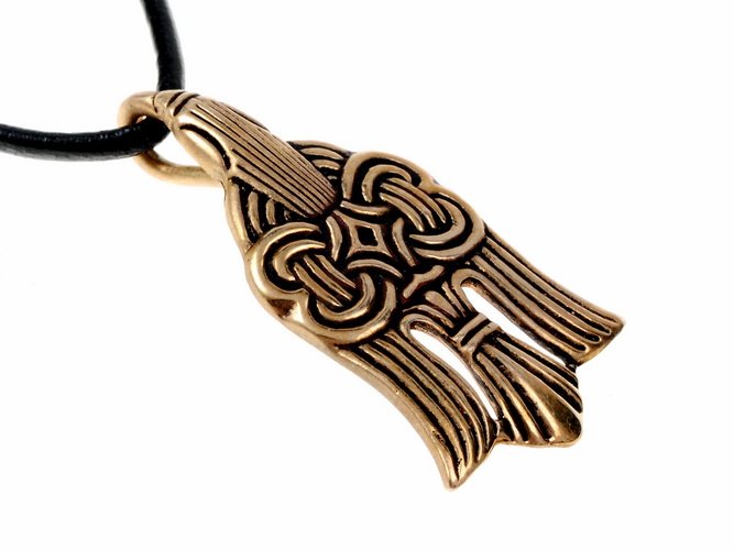 [0 Hugin.b] Wikingerzeitlicher Raben-Anhänger - Accessoire, Schmuck für Mittelalter, LARP und Alltag (Bronze)