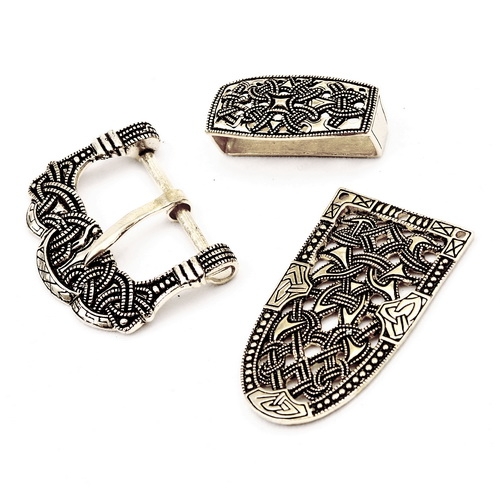 Wikinger Schnallen und Beschlagset Gokstad Bronze  für 4 cm Gürtel - Replik Mittelalter Reenactment