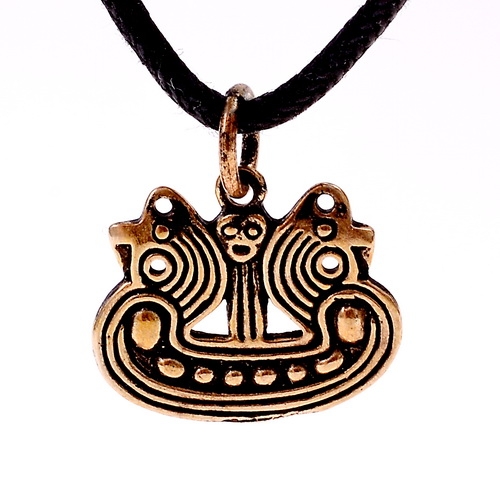 [0 Born-Schiff 1.b] Schiff-Anhänger Bornholm klein Amulett Bronze (Bronze)