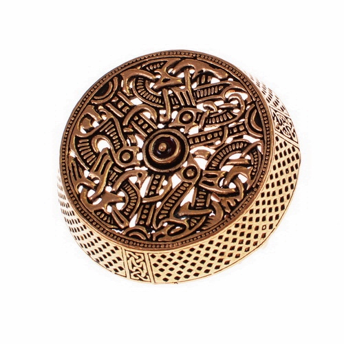 [07 Fi Dos - kl.b] Replik einer Dosenfibel Wikinger Schmuck (Bronze)