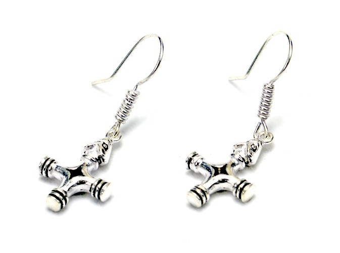 Paar Bronzeohrringe 'Wolfskreuz' - Accessoire, Schmuck für Mittelalter, LARP und Alltag