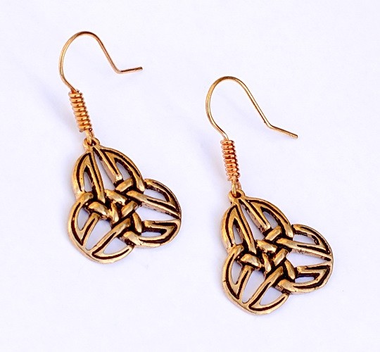 [07 OR 2 Triade.b] Paar Bronzeohrringe 'Triade' - Accessoire, Schmuck für Mittelalter, LARP und Alltag (Bronze)