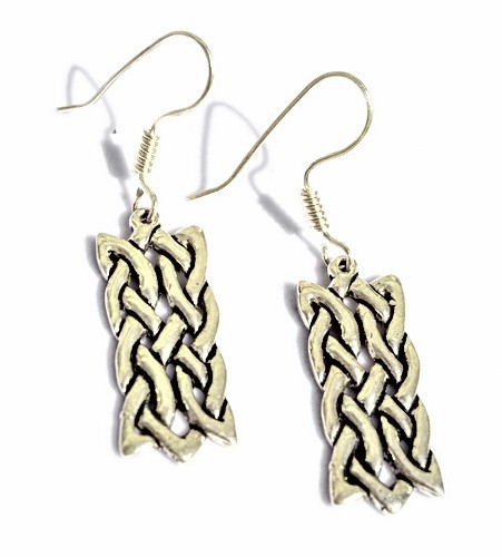 [07 OR 3 Square.b] Paar Bronzeohrringe 'Keltisches Rechteck' - Accessoire, Schmuck für Mittelalter, LARP und Alltag (Bronze)