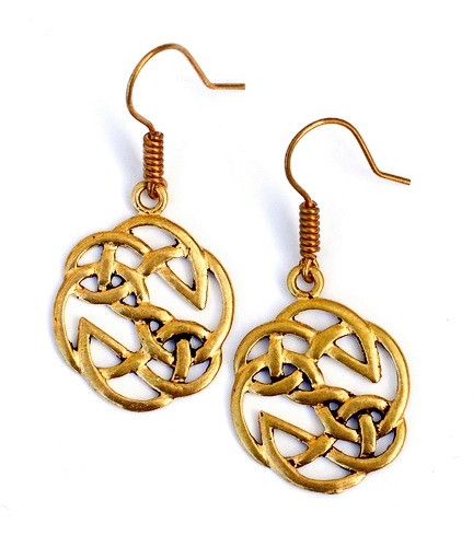 [07 OR 2 Knot.b] Paar Bronzeohrringe 'Keltischer Knoten' - Accessoire, Schmuck für Mittelalter, LARP und Alltag (Bronze)