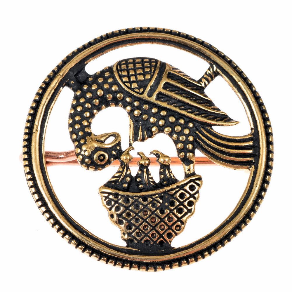 [07 BR Pelikan.b] Mittelalterliche Fibel Pelikan (Bronze)