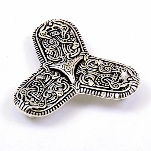 [07 Br Klee 2.b] Kleeblattfibel von Tranby  im Borrestil Bronze (Bronze)