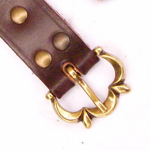 [10 MA 3:A.kl.br.si] Hochmittelalter Ledergürtel 3,0 cm breit (S, braun, silber)