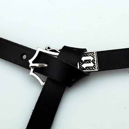 [10 MA 15:C.br.si] Mittelaltergürtel 1,5 cm aus Leder (braun, silber)