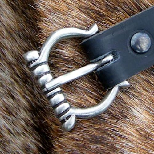 [10 MA 2:B.kl.br.si] Mittelalter-Gürtel aus Leder - 2 cm (S, braun, silber)