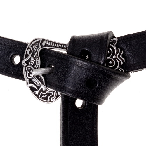 [10 wik 2:C.kl.br.si] Wikinger-Gürtel "Birka" - 2 cm (S, braun, silber)