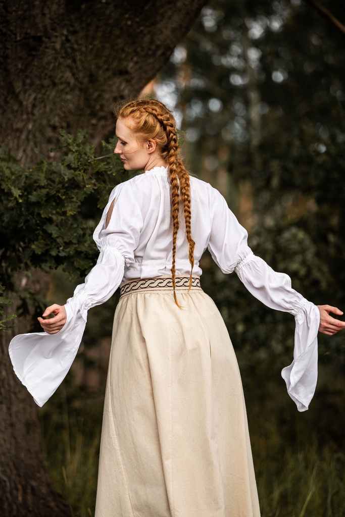 Bluse 'Victoria' mit Raffärmeln Weiß 100% Viskose