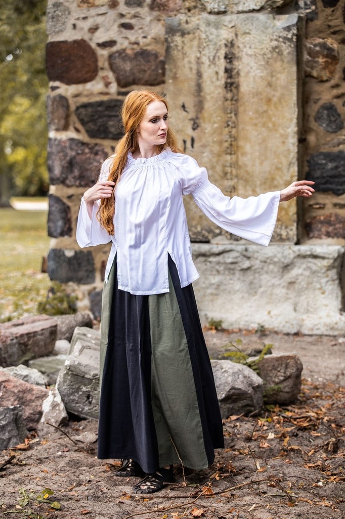 [2076w.gr.s/] Bluse "Emma" Weiß - die Klassische Mittelalterbluse (S/M)