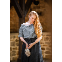 Mittelalterbluse Kurzarm "Verena" Taubenblau