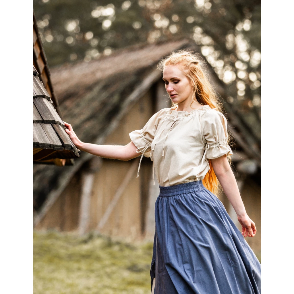 [2109n.gr.s] Mittelalterbluse Kurzarm "Verena" Natur (S)