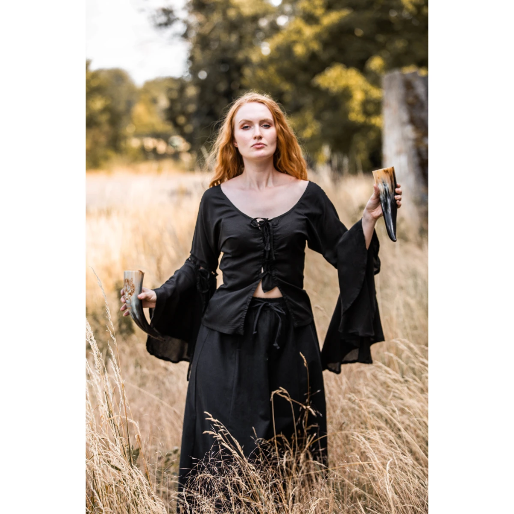 Bluse "Carmen" Volants Schwarz