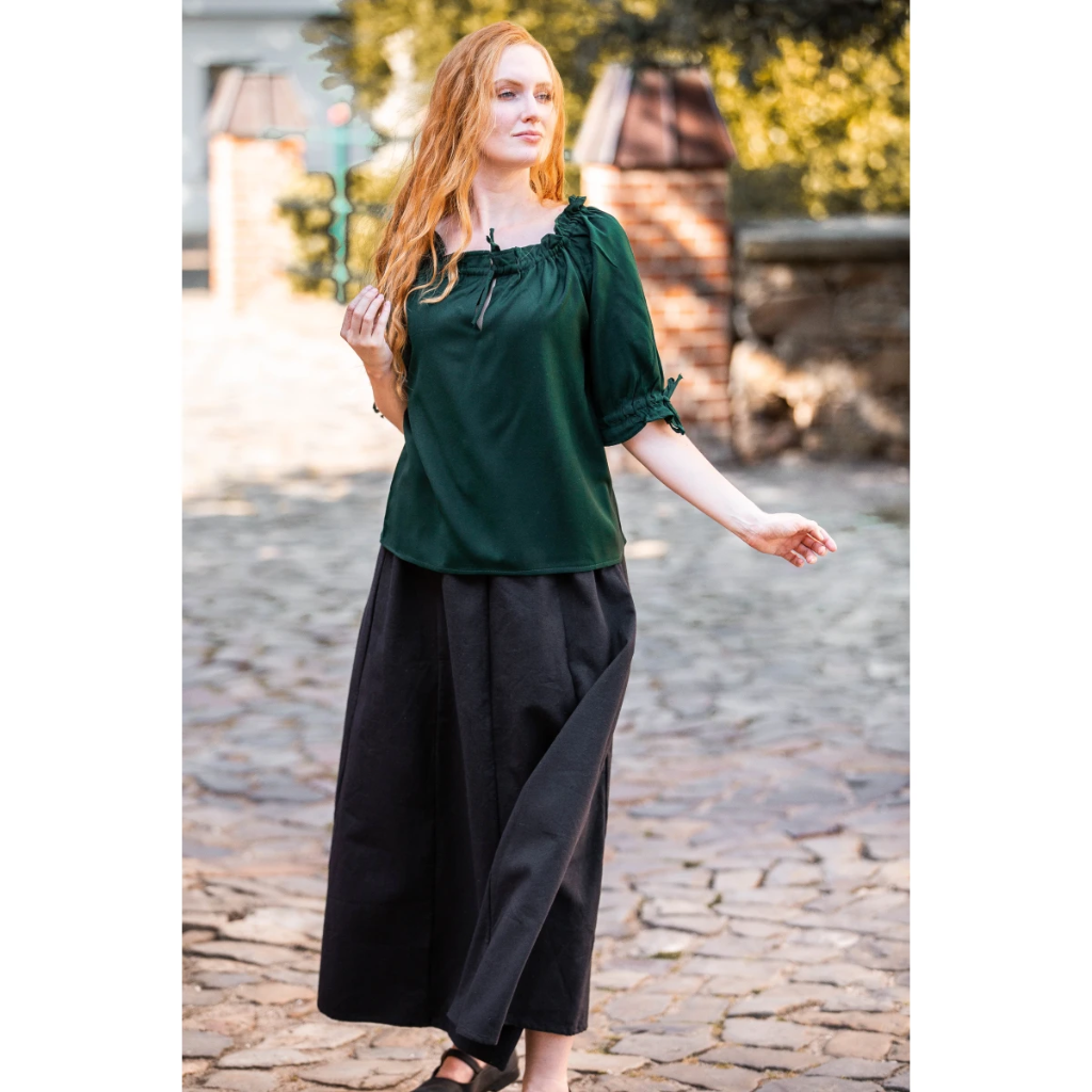 [2039g.gr.xs] Mittelalter Kurzarmbluse "Vera" Grün (XS)