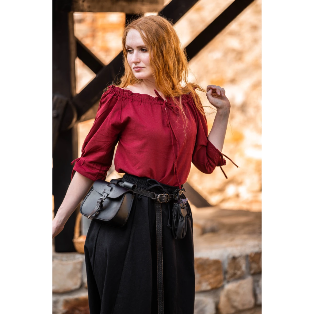 [2027r.gr.xs] Mittelalter Kurzarmbluse "Sandra" Rot (XS)